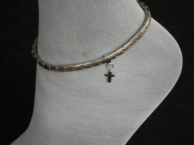 Anklet Italian Charm Link Ankle Bracelets Dangle Cross Stainless Steel 4mm - Image 1 of 3