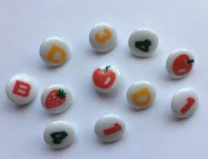 Plastic Apple Number Letter Buttons Sewing Crafting 1/2"  Lot SS-50 - Picture 1 of 5