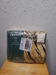 Vintage 90s Cannon Twin Sheet Set Jungle Shadows Animal Print Sheets Safari Look - Picture 1 of 9