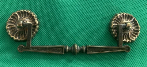 Brass Mid Century Modern French Provincial Bail Drawer Pull 4 1/2”centers Cover