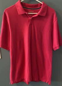 Club Room Men's Polo Shirt Medium Solid Pink Salmon Short Sleeve Collared - Picture 1 of 9