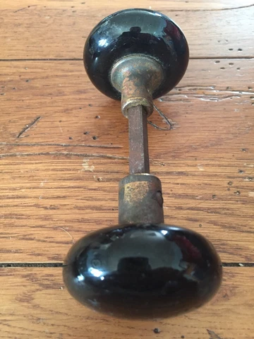 Vintage Black Ceramic Door Handle Antique Home Restoration Cover