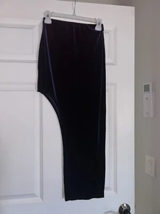 Charlotte Russe Navy Blue Velvet Velour Asymmetrical Thigh High Cut Skirt Sz S - Picture 1 of 9