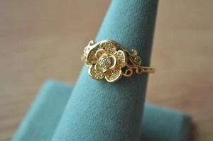 0.20ct Natural Yellow Diamond Ring 14K Yellow Gold over Sterling Silver Size 7 - Picture 1 of 6