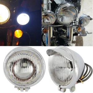 4" Chrome Driving Passing Fog Head light Lamp Motorcycle For Harley Honda - Picture 1 of 10