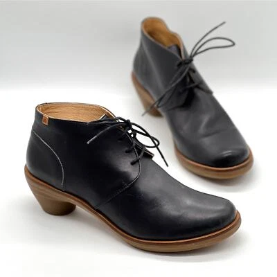 EL NATURALISTA Aqua Pleasant Bootie Womens 41 Black Leather Lace Up Ankle  - Image 1 of 4