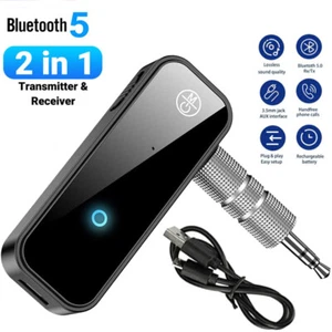 Bluetooth 5.0 Nadajnik Odbiornik Nadajnik 2w1 Aux Audio Adapter TV Słuchawki ☇ - Zdjęcie 1 z 14