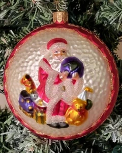 Waterford Hand Blown Glass Santa Clause Two Sided Oval Ornament - Picture 1 of 6