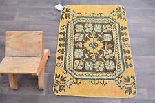 Oushak Turkish Doormat Rug 2x3 ORANGE Vintage Anatolian Handmade 1.9x2.8 feet