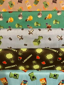 FAT QUARTER MINECRAFT FRIENDS 18" x 21" COTTON QUILT - Picture 1 of 14