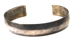 Sterling Silver CH Plain Cuff Bracelet 12mm 7" Wrist - Picture 1 of 5