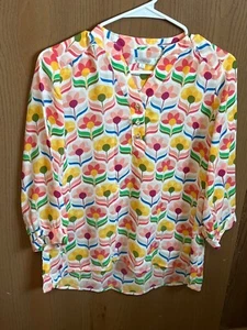Blusa DownEast Rosa Amarillo Floral Retro Talla S - Imagen 1 de 5