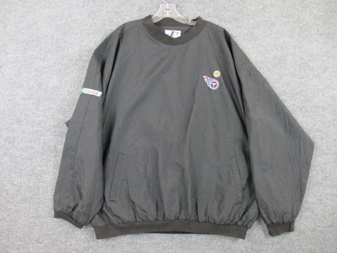 Vintage Logo Athletic Tennessee Titans Jacket Adult 2XL Black Pullover NFL Mens Cover