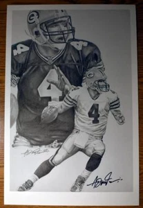 Brett Favre Green Bay Packers 12" x 18" Anthony Douglas Signed B&W Lithograph - Picture 1 of 3