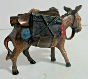 Burro mule carrying pack mining prospector figurine 2 1/2" tall - Picture 1 of 2