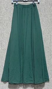 v28 Women Full/Ankle Length Elastic Pleated Maxi Chiffon Long Skirt Large Green - Picture 1 of 7