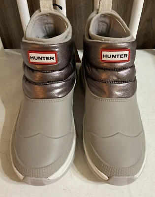 Hunter Women's Original Metallic US8 Dark Silver Hail Grey Insulated Snow Boot  - Image 1 of 4