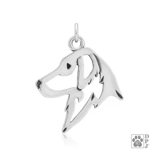 Flat-Coated Retriever Necklace, Head pendant - recycled .925 Sterling Silver - Picture 1 of 1