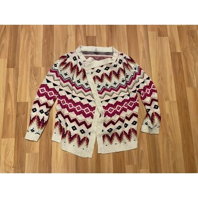 Gymboree Girls Pink Gold Cardigan Size 10-12 Chevron Aztec Warm Winter Cozy - Image 1 of 4