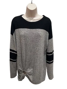 NOBO No Boundaries Junior’s XL 15-17 Raglan Sleeve Black Heather Twist Front L/S - Picture 1 of 5
