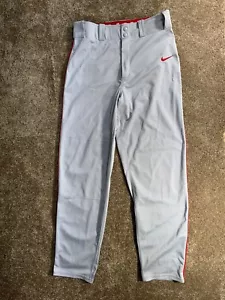 Nike Dri-Fit Swingman Baseball Pants - Mens Medium Gray With Red Piping - Picture 1 of 10