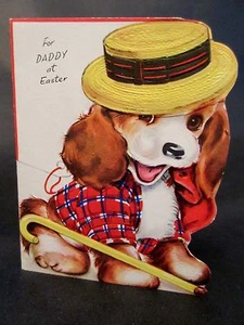 Vintage Unused Easter Greeting Card "For Daddy" featuring Cute Puppy! - Foto 1 di 4