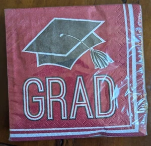 Party Creations Graduation School Spirit Burgundy Red Napkins, 4.5" 36 pcs - Picture 1 of 2