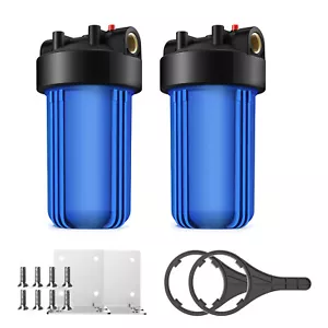 2Pack 10 Inch Big Blue Whole House Water Filter Housing for 4.5" x 10" Cartridge - Picture 1 of 12