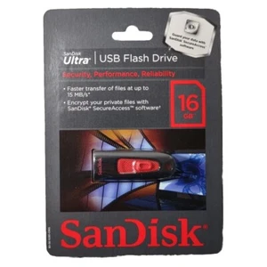 SanDisk ULTRA 16GB USB Flash Drive Slider SDCZ45-016G-A11 Retail Pack - Picture 1 of 4