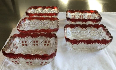 1893 MAJESTIC by McKee & Brothers RUBY STAINED Sauce / Berry Bowls, Set of 5 - Image 1 of 4
