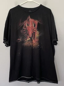 The Mountain Anne Stokes Collection Men’s 2XL Black T-Shirt Dragon Fantasy - Picture 1 of 6