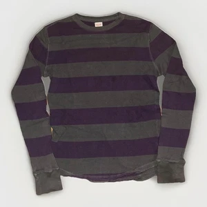 Mossimo Supply Co gestreiftes langärmliges Thermohemd grau lila Small 18 x 23 - Bild 1 von 3