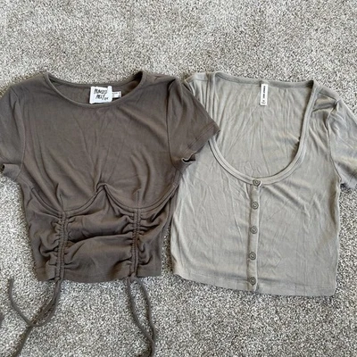 Ribbed Knit Y2K Crop Top Bustier Stretchy XS Lot Sunday Best & Princess Polly - Image 1 of 4