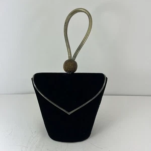 LaRegale Ltd Purse- Black Velvet 7 1/2” X 7 1/2” X 5” 5” Deep Magnet Closure - Picture 1 of 19