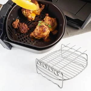 Grillrost Luft Friteuse Halter Backen Silber Vielseitig mit 4 Spießen 7 Zoll - Picture 1 of 12