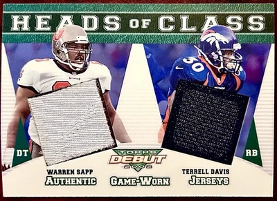 2002 Topps Debut Heads Of Class Warren Sapp Terrell Davis HC-SD 261/399 RELÍQUIAS! - Imagem 1 de 3