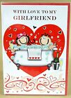 Girlfriend Valentine's Day Card, Couple in Bath, Shiny Red Words & Hearts E2V