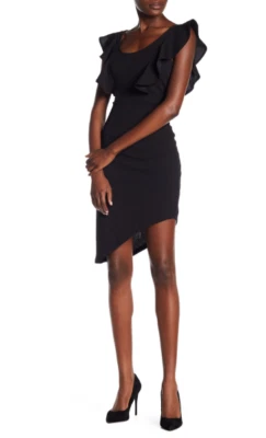 Vestido negro con volantes asimétricos Vanity Room talla M 0067 Foto 1 de 3