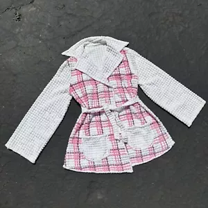 Vintage 40er Jahre rosa Gingham Chenille Glockenärmel Morgenmantel Hausmantel Art Deco Jacke - Bild 1 von 7