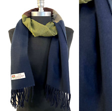 100% CASHMERE SCARF Color Navy /green / Brown /beige Made in England Soft Wrap