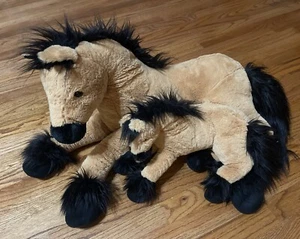 Dan Dee Collectors Choice Horse Duo Brown Black 36” Mare & Foal Attached *RARE* - Picture 1 of 8