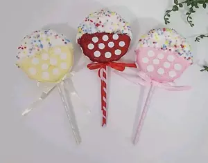 Weihnachten Lutscher Picks Ornamente Baum Süßigkeiten Tupfen Deko Kranz 3 Stück NEU - Bild 1 von 6