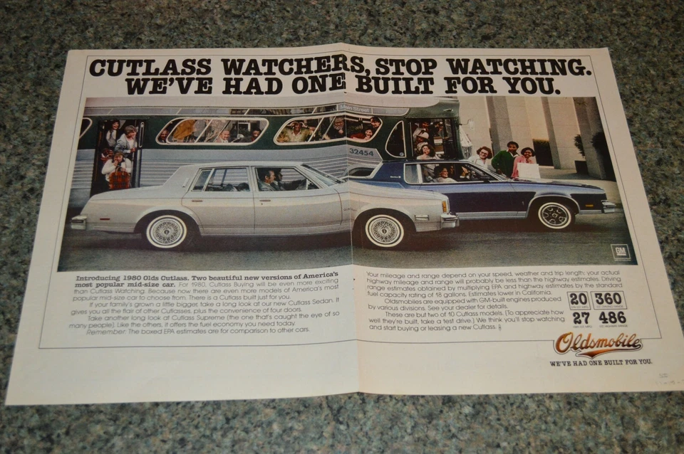 ★1980 OLDSMOBILE CUTLASS SUPREME ORIGINAL FOLD OUT ADVERTISEMENT PRINT AD 80 - Image 1 of 1