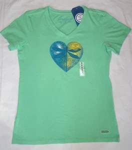 Neu mit Etikett Life is Good Damen-T-Shirt Libellenherz grün, S - Bild 1 von 5