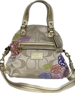 Coach Poppy Signature C Multicolor Floral Zipper Pocket Crossbody Shoulder Bag - Picture 1 of 19