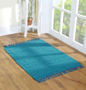 Handcrafted Vibrant Cotton Rug 24X36" – Washable, Reversible, With Tassels 2'x3' - Picture 1 of 41
