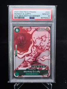 PSA 10 Monkey.D.Luffy P-061 Uta Deck Battle Winner One Piece English Promo - Picture 1 of 2