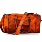 New 25" Big Men Brown Vintage Leather Travel Luggage Duffle Gym Bags Tote Goat