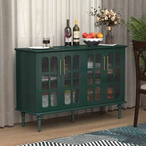 Accent Storage Cabinet with 4 Glass Doors Decorative Cabinet Buffet & Sideboard - Picture 1 of 7