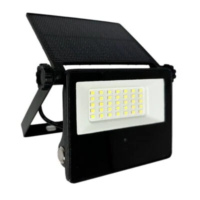 10W Solar Powered Floodlight 6500K 1300Lm Black – LUX-10WSOLAR-6K - Luxlite
